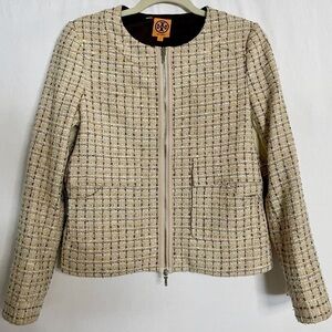 Tory Burch Spring Tweed Zip Front Jacket